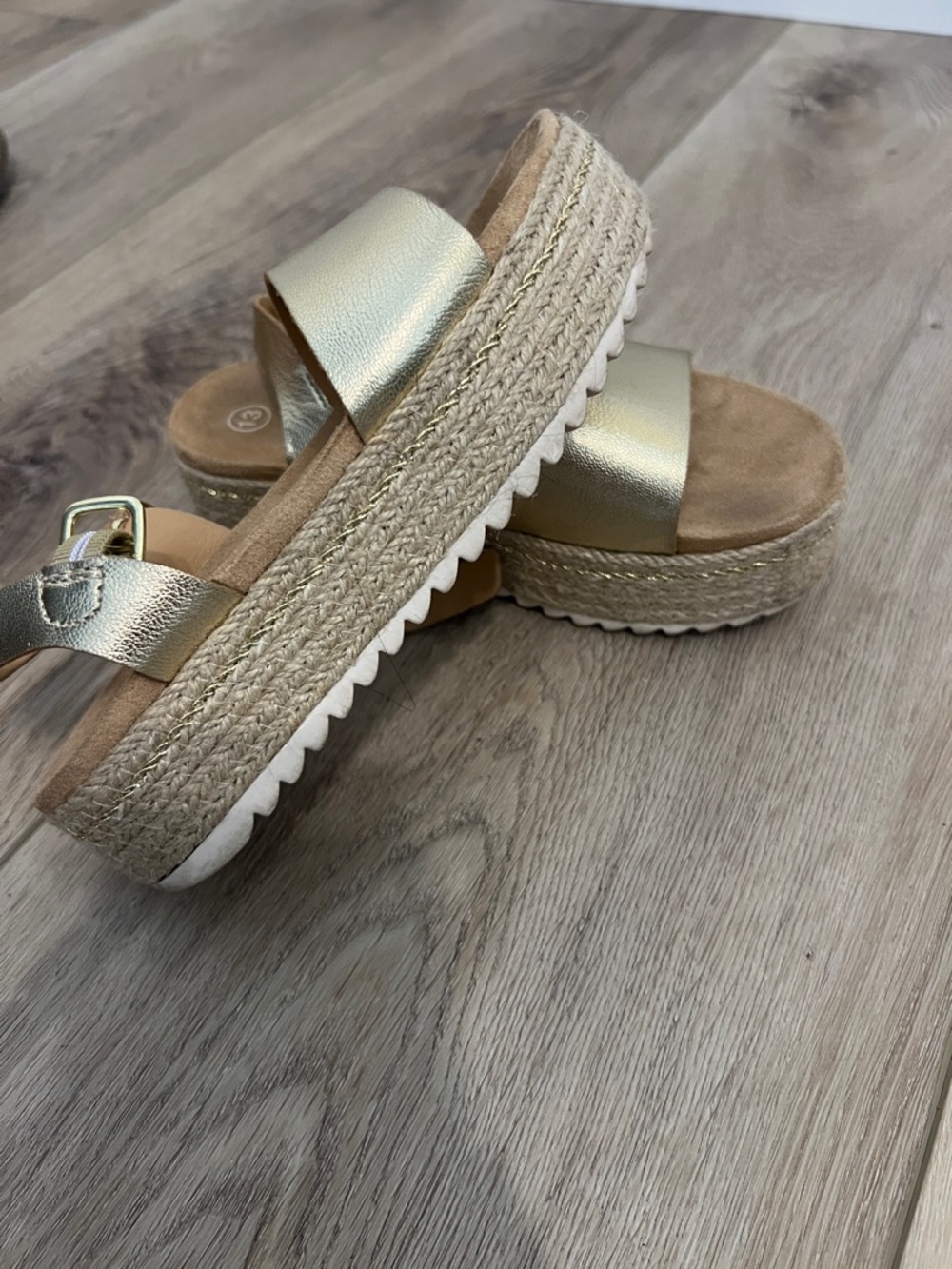 Gold Platform Espadrille Slide Sandals - Women's